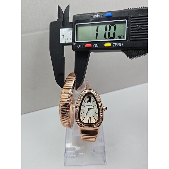 Sanda 1151 Rose Gold Snake Coil Bangle Rhinestone Roman Womens Watch New Battery main image 9